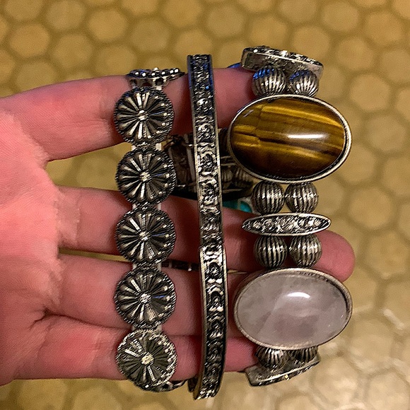 Shyanne Accessories - 3Pcs Silver/Stone Bracelets